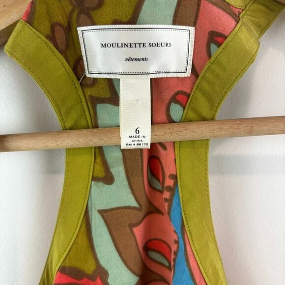 Moulinette Soeurs Silk Retro-Print Mod Dress Size 6 — 60s Print - Picture 5 of 9